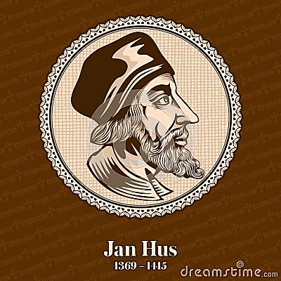 Jan Hus 1369 â€“ 1415 was a Czech theologian, Catholic priest, philosopher, master, dean, and rector of the Charles University Vector Illustration